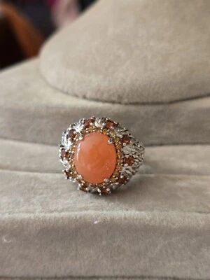 Anillo Cornalina Michelle Albala Plata Esterlina Topacio Naranja Citrino Melocotón Foto 1 de 4