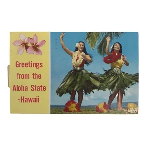 Postal de colección 1977 saludos de bailarines de hula hawaianos del estado de Aloha Hawaiiana - Imagen 1 de 3