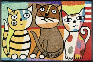 KLEEN-TEX wash+dry Fußmatte Miezentreffen / Katzen 50x75 cm 088844 - Bild 1 von 2