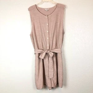 Loft Tan Linen Jumper Romper Shorts with Belt size XL NWT - Picture 1 of 8