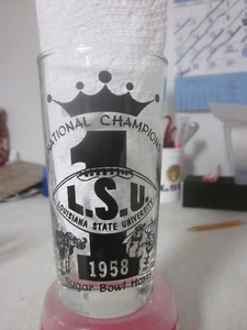 LSU TIGERS NATIONAL CHAMPIONS 1958 SUGAR BOWL HOSTS GLASS FULL ROSTER MINT 🐯🏆 - Picture 1 of 7