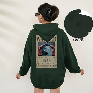 Jinbe Wanted Poster  Anime Manga Double Sided Unisex Hooded Sweatshirt - Picture 1 of 16
