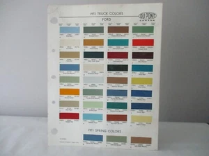 PAINT COLOR REFERENCE SAMPLE PAINT CHIPS DUPONT 1972 FORD  TRUCK COLORS - Picture 1 of 3