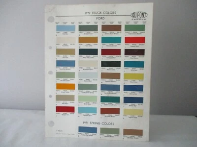 PAINT COLOR REFERENCE SAMPLE PAINT CHIPS DUPONT 1972 FORD  TRUCK COLORS - Image 1 of 3