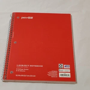 Pen + Gear 1 Subject #70 College Ruled Sheets 10.5" x 8" Spiral Notebook Red - Bild 1 von 4