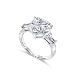 925 Sterling Silver Heart 2.00ct Solitaire Diamond Ring Simulated Size L to T - Picture 1 of 10
