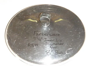 Farberware Edelstahl Kochgeschirr Deckel 7 15/16" Lippe zu Lippe Durchmesser für 8" Pfanne  - Bild 1 von 1