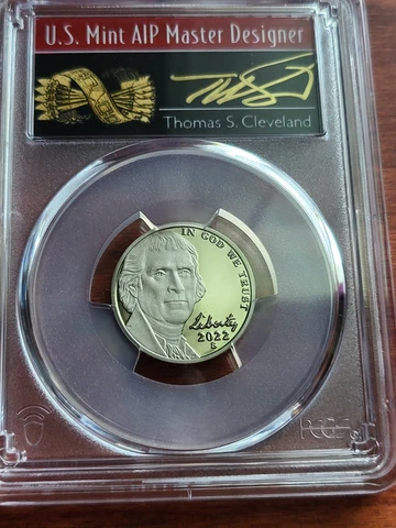 2022 S PR70DCAM FDOI PCGS Jefferson Thomas Cleveland Arrows Nickel Cover