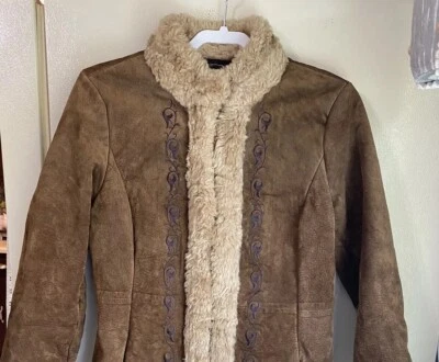 Gabardina chaqueta vintage años 80 Guess cuero gamuza piel sintética talla M bordada Foto 1 de 4