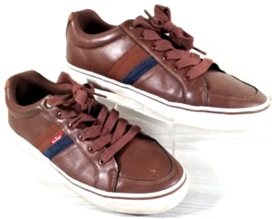 Men's sneakers Levis Brown Faux Leather Classic Lace Up Shoes 51821802b Size 9.5 - Picture 1 of 7