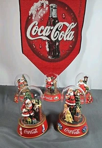 5 Vtg Coca Cola Chrismas 90s Santa Globe Dome And Table Runner 13"x70". - Picture 1 of 20