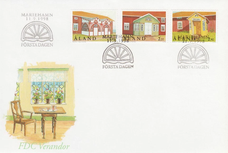 Casas campesinas rústicas de arquitectura terrazas Aland Finlandia como nuevas FDC 1998 Foto 1 de 1