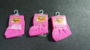 3 Pairs Country Kids Organics Cotton Pink Baby Socks Sz 6-7 Shoe Sz 6-11 - Picture 1 of 6