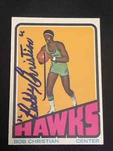 BOB CHRISTIAN 1972-73 TOPPS CARTOLINA AUTOGRAFATA FIRMATA #53 ATLANTA HAWKS - Foto 1 di 2