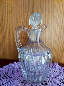 VINTAGE CLEAR CUT GLASS DECANTER KNURLED WITH STOPPER 6" MAN CAVE BAR, CRAFTS - Picture 1 of 12