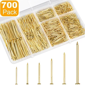 700pcs Gold Picture Hanging Nails Wall Drywall Wood Hardware Nails Finish Nails - Picture 1 of 8
