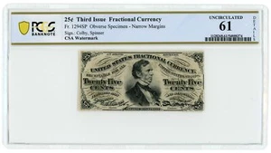 FR-1294SP US Fractional Currency 25c Note Obverse Specimen PCGS 61 Details 63966 - Picture 1 of 2
