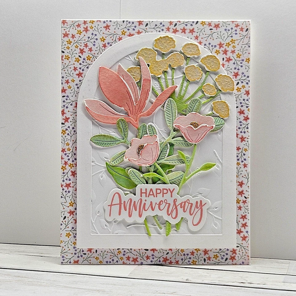 Handmade Greeting Card Keepsake Quality ocbrandy anniversary blooms - Image 1 of 1