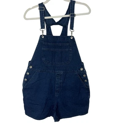 London London Vintage Denim Overalls Shorts Size M Women Blue Button Up Pockets - Image 1 of 4
