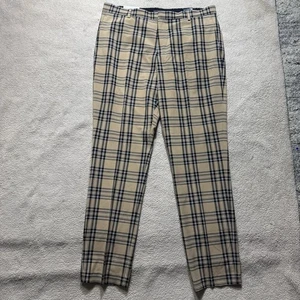 Pantaloni H&M uomo 34 marroni a quadri slim fit eleganti pantaloni vita media gancio e occhio 34x30,5 - Foto 1 di 18