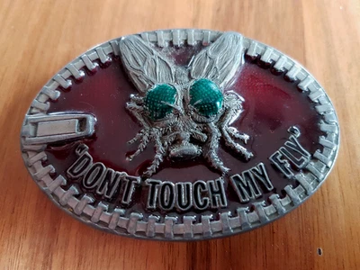 CJ 1462 HEBILLA DE CINTURÓN AMERICAN DON'T TOUCH MY FLY EE. UU. 1990 Foto 1 de 2