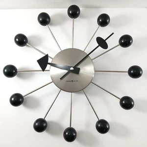 RELOJ DE PARED BOLA ESTILO MEDIADOS DE SIGLO HOWARD MILLER retro reproducción moderna ¡Funciona! - Imagen 1 de 9