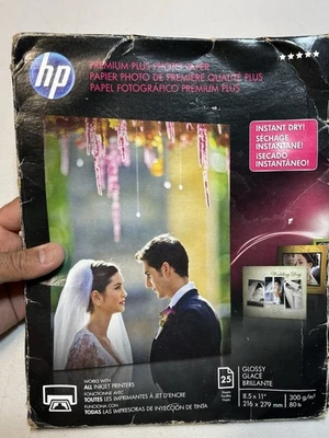 HP Premium Plus Photo Paper Glossy.  Inkjets 8.5"x11" 25 Sheets. New - Image 1 of 4
