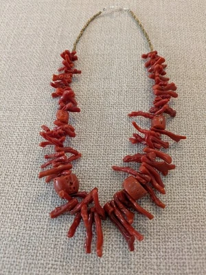 Southwest Style Branch Red Coral Graduated Beads Necklace 18" - Image 1 of 4