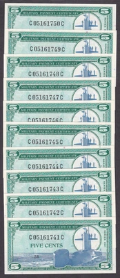 [UNC 10 Notes] MPC 681 Series 5 Cents S911-1 C05161741C-50C [016-1] - Image 1 of 2
