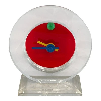 Retro Takane 5.5in Desk Table Clock 80s Postmodern Memphis Corporate Multicolor - Image 1 of 4