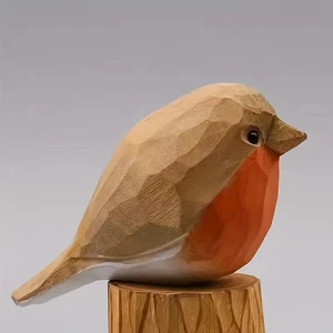 Hand Carved Wooden Painted Robin - Picture 1 of 2