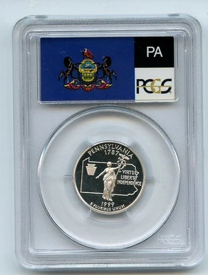 1999 S 25C Silver Pennsylvania Quarter PCGS PR69DCAM - Image 1 of 2