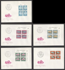 1961 Switzerland Pro Patria Minerals, Fossils Blocks on Set FDC. Bern First Day - Imagen 1 de 6