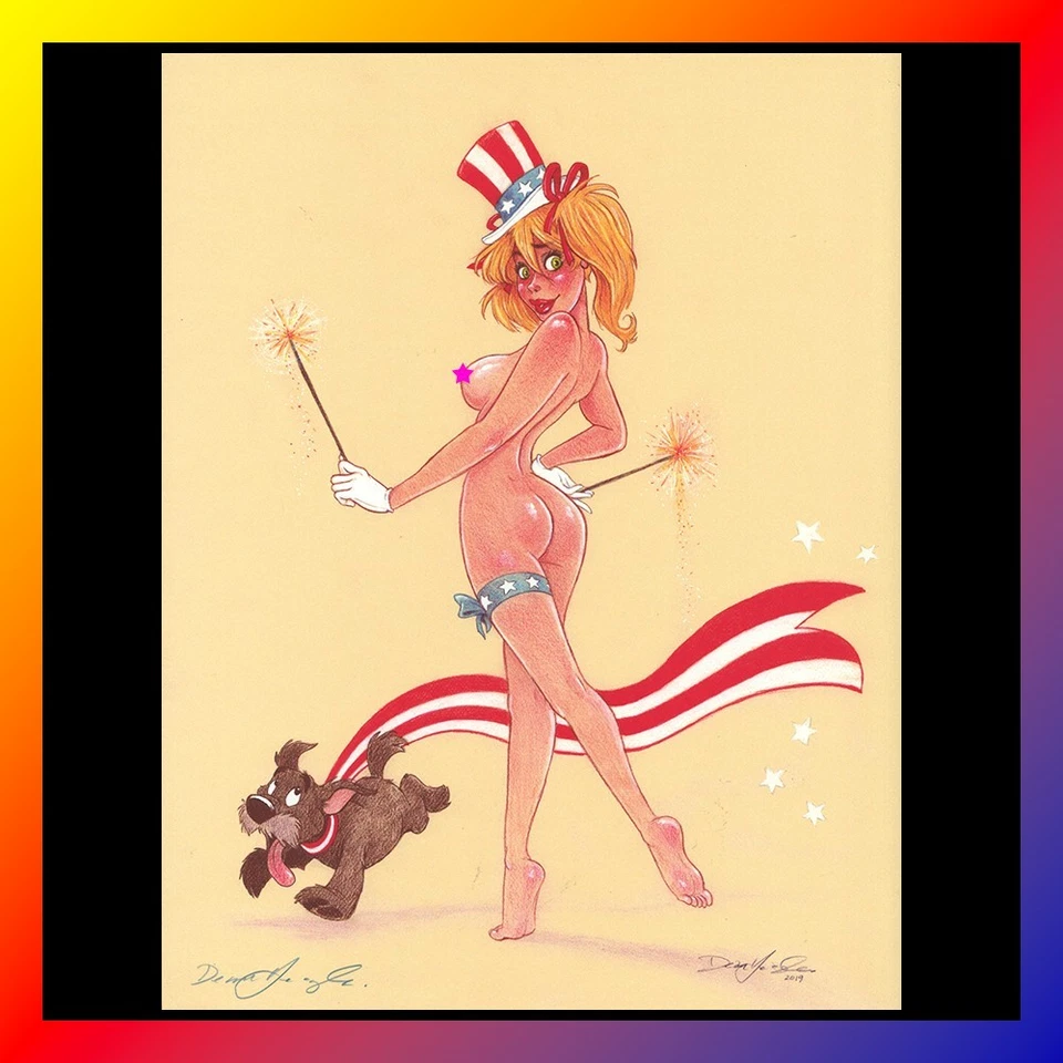MANDY Signed ART PRINT Dean Yeagle AUTOGRAPHED Skoots UNCLE SAM Full Body Pose - Image 1 of 1