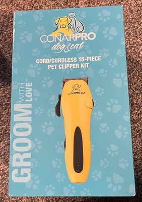 KIT CORTAPELOS CONAIR PRO PERRO Y GATO PGF500 CABLE/INALÁMBRICO 15 PIEZAS PARA MASCOTAS - NUEVO EN CAJA Foto 1 de 4