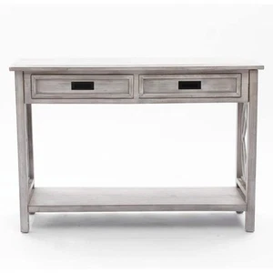 LuxenHome 47.2 in. Gray Rectangle Wood Entry and Console Table with Drawers and - Picture 1 of 12