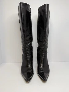 Via Spiga Damen hoher eleganter Absatzstiefel mit seitlichem Reißverschluss schwarzes Leder Größe 5M - Bild 1 von 13