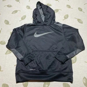 Nike YOUTH Hoodie Therma-Fit Black/Gray Sz Large Front Kangaroo Pocket. S - Picture 1 of 10