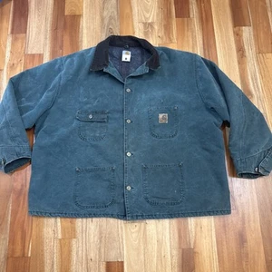 90s USA Vintage Carhartt Jacket Chore Coat Mens 4XL Hunter Green C02 HTG Canvas - Bild 1 von 17