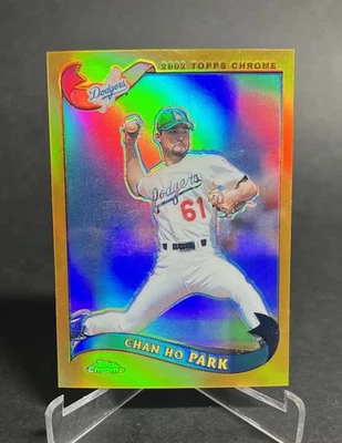 Tarjeta de béisbol 2002 Topps cromada Chan Ho Park SP REFRACTOR DORADO #271 Dodgers Foto 1 de 2