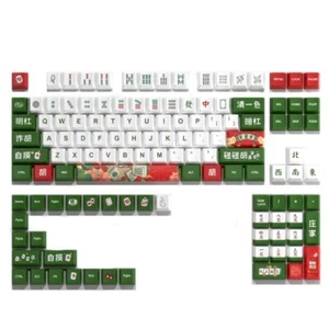 PBT 125 Key Keycap Set with Chinese Mahjong Theme For Mechanical Keyboards - Picture 1 of 8
