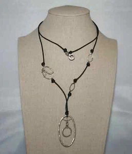 Silpada Sterling Silver Multi-Ring Charm 28" Necklace N2479 Vintage Silpada Rare - Picture 1 of 9