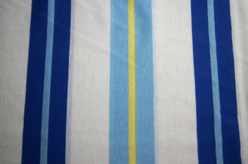 Tela tejida de algodón blanco a rayas azul amarillo de 1+ yarda 60" X 60" Foto 1 de 2