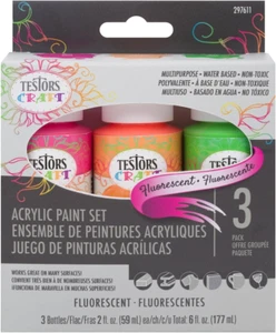 297611 Craft Acrylic Paint Set, Fluorescent Colors, 3 Pack - Picture 1 of 3