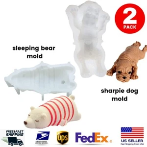 2X 3D Animal Silicone Mold for Resin Casting Fondant Baking Craft DIY Soap Mold - Picture 1 of 7