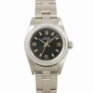 ROLEX Oyster Perpetual 76080 Serial A Automatic Black Dial Ladies 90265603 - Picture 1 of 7