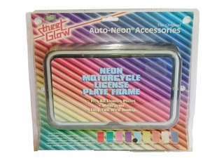 NOS Vintage Street Glow Neon License Plate Frame Turquoise Blue - Picture 1 of 6