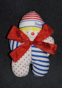 Peluche COROLLE Doudou Clown Pois Rayure Vintage Hochet Grelot 18 Cm TTBE - Picture 1 of 2