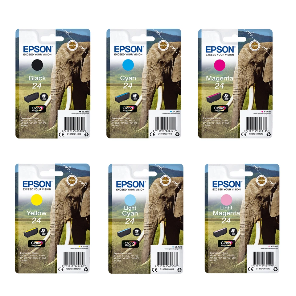 EPSON T2421 T2422 T2423 T2424 T2425 T2426 T2428 ORIGINALE Bk C M Y LC LM KIT