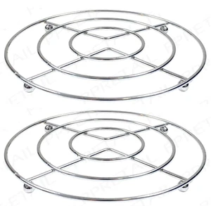2x PORTA PENTOLE PADELLA CROMATA ACCIAIO INOX ROTONDO PORTAPIUMINO CUCINA NUOVO - Foto 1 di 3